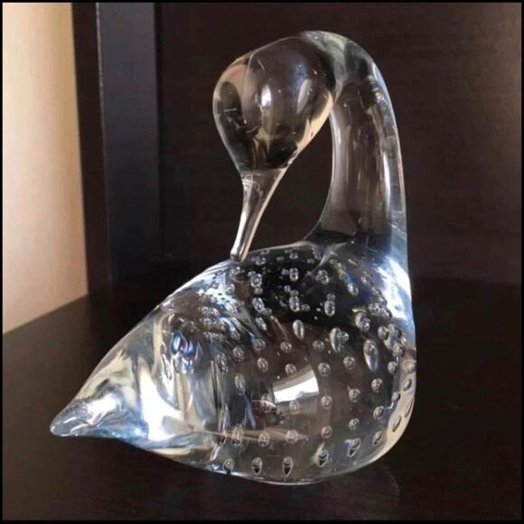 Vintage MCM Art Glass Swan Paperweight - Picture 5 of 7